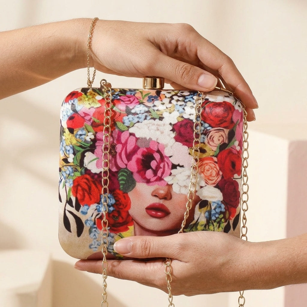 Neelam — Satin Printed Clutch