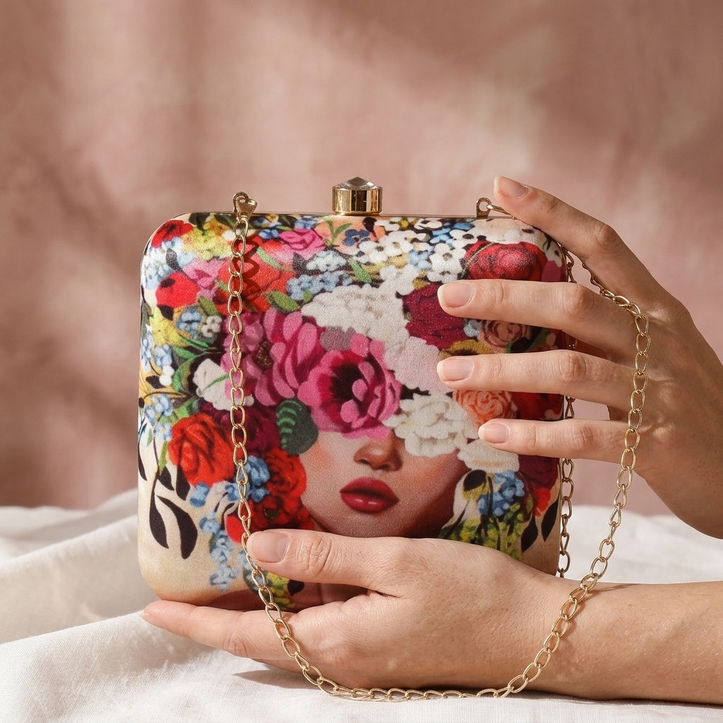 Neelam — Satin Printed Clutch