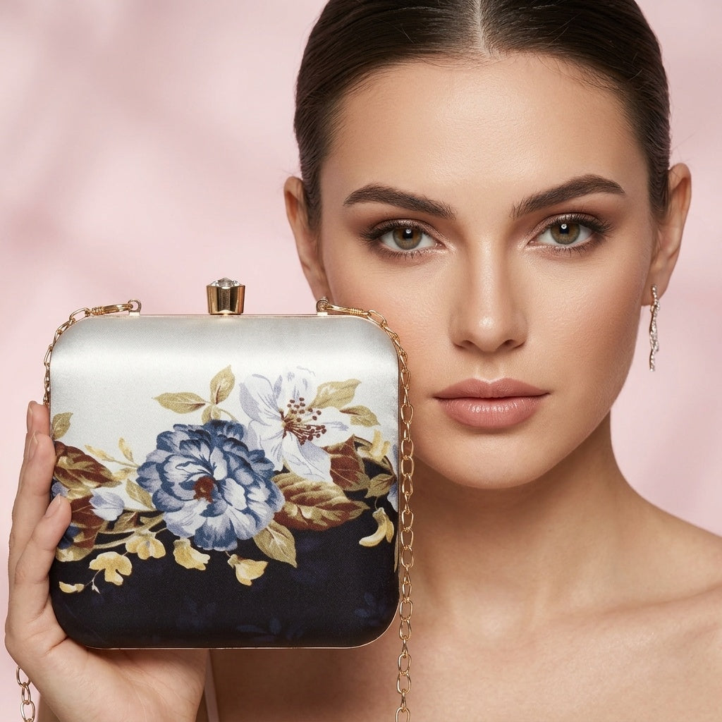 Akanksha — Satin Printed Clutch