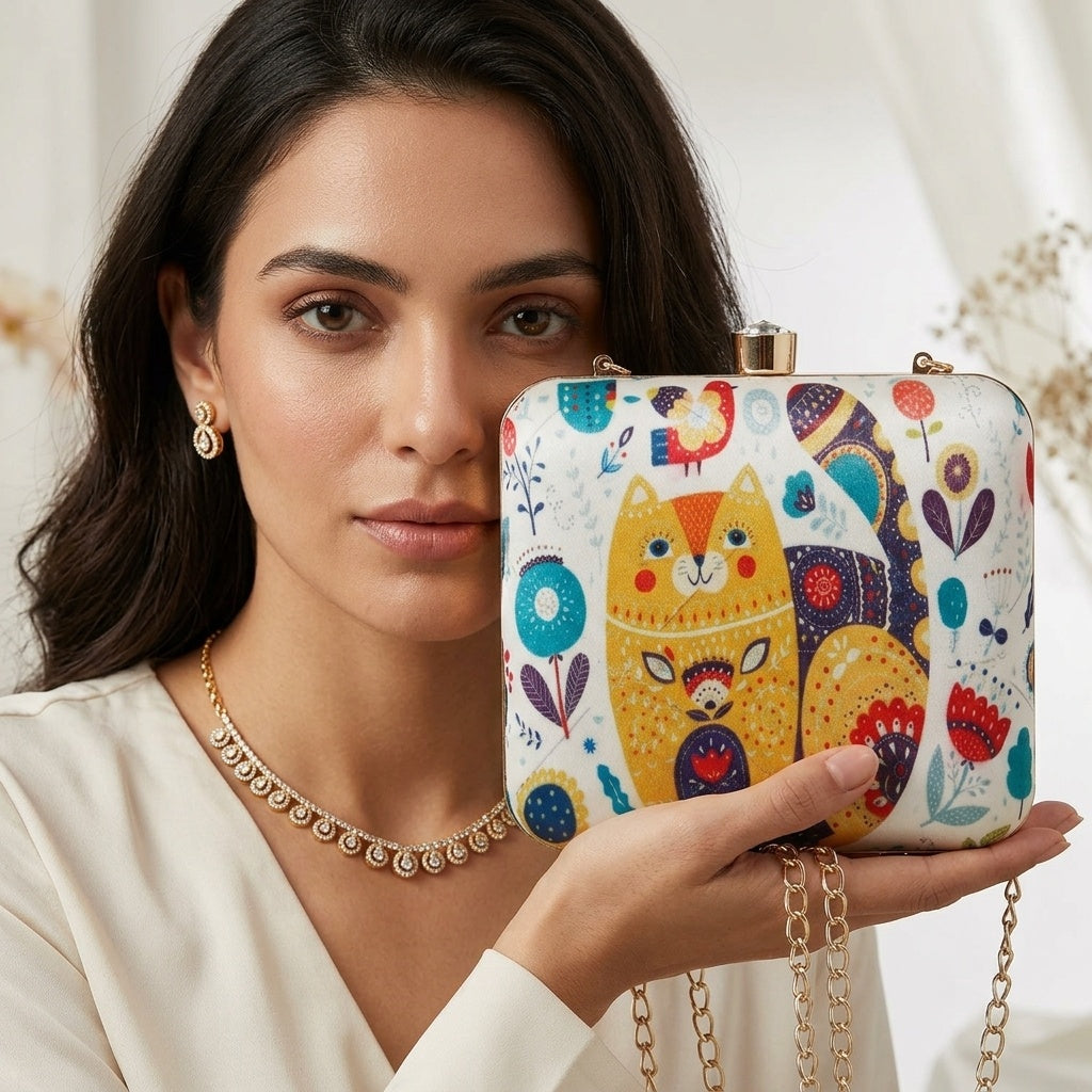 Swisni Premium Printed Clutch Bag for Women | Ethnic Evening Purse | Party Handbag | SWIS-456