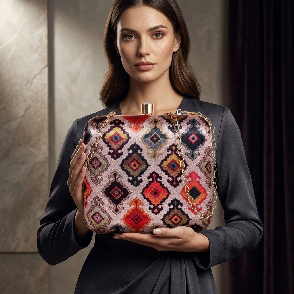 Swisni Premium Printed Clutch Bag for Women | Ethnic Evening Purse | Party Handbag | SWIS-457