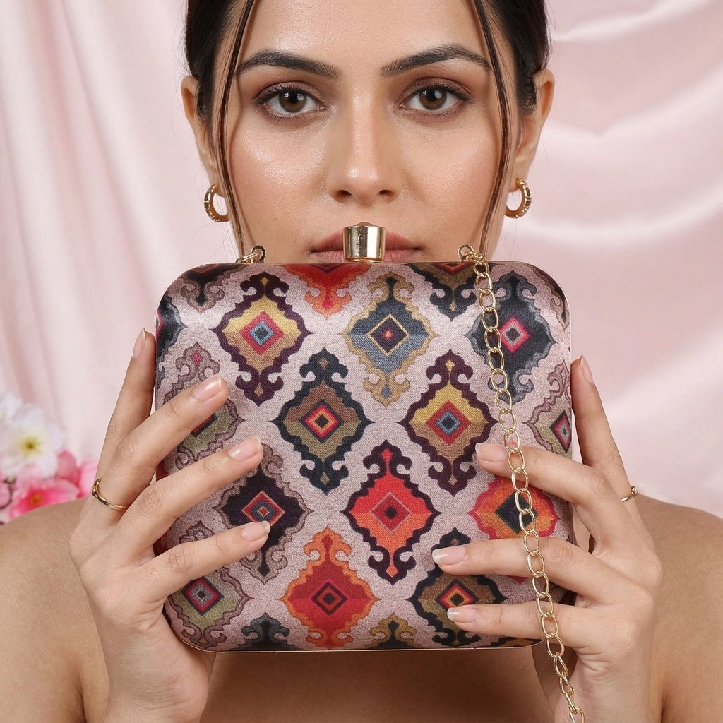 Swisni Premium Printed Clutch Bag for Women | Ethnic Evening Purse | Party Handbag | SWIS-457