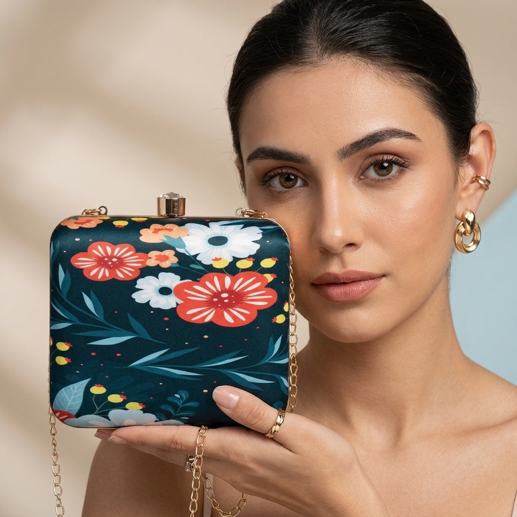 Swisni Premium Printed Clutch Bag for Women | Ethnic Evening Purse | Party Handbag | SWIS-459