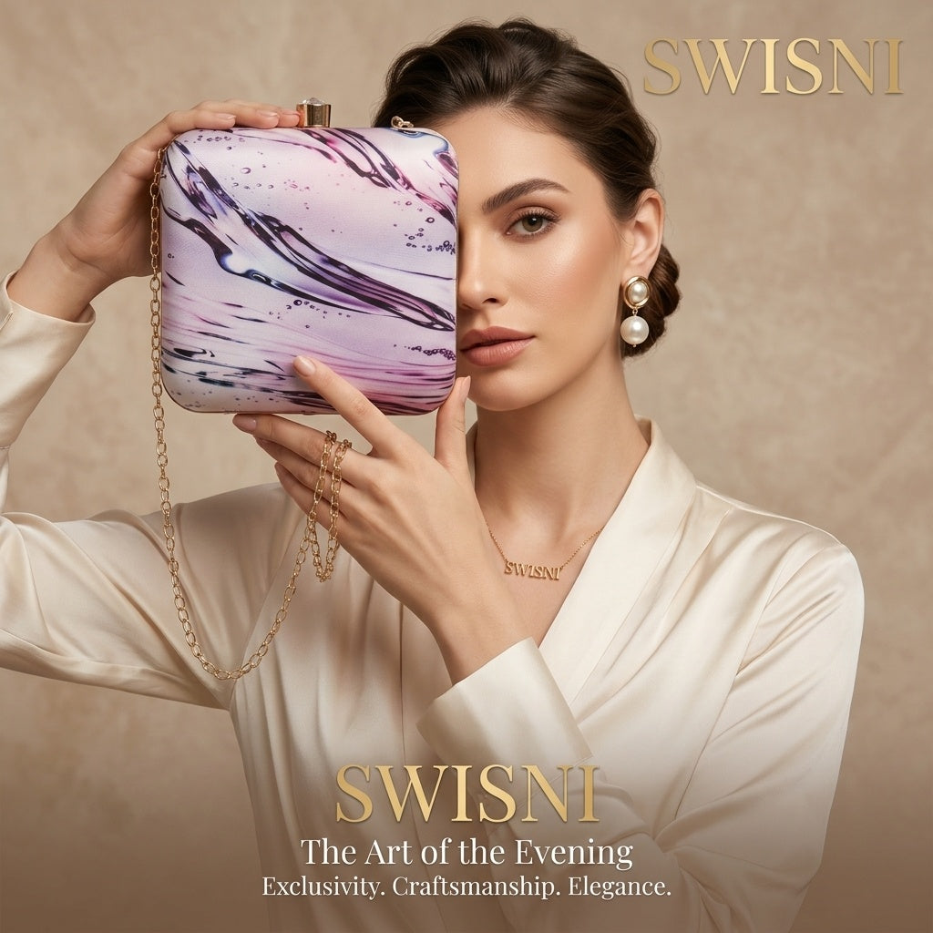 Swisni Premium Printed Clutch Bag for Women | Ethnic Evening Purse | Party Handbag | SWIS-460