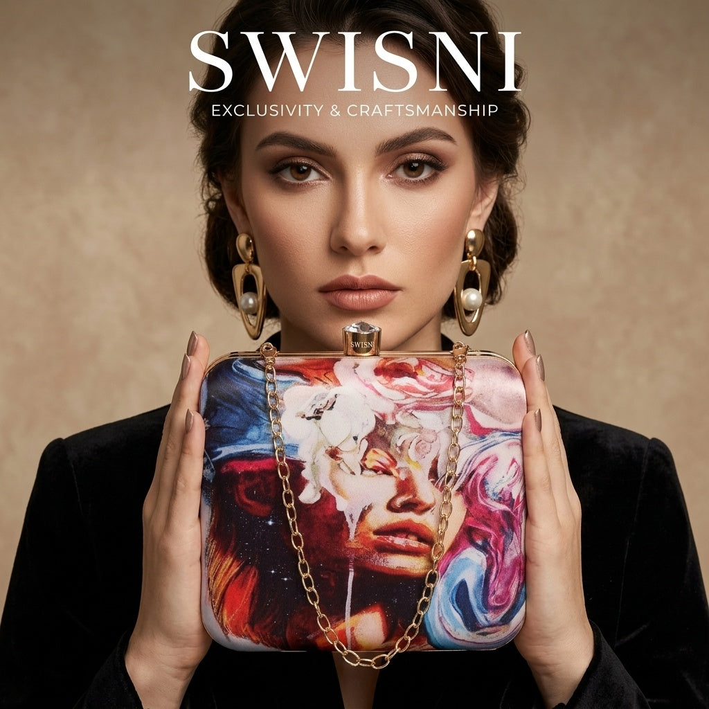 Swisni Premium Printed Clutch Bag for Women | Ethnic Evening Purse | Party Handbag | SWIS-462