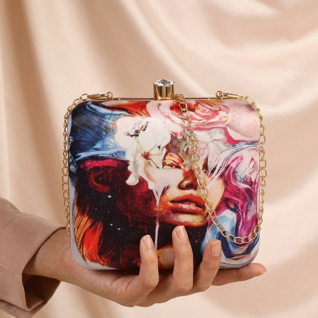 Swisni Premium Printed Clutch Bag for Women | Ethnic Evening Purse | Party Handbag | SWIS-462