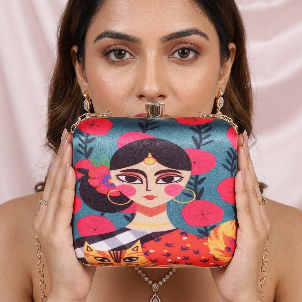 Swisni Premium Printed Clutch Bag for Women | Ethnic Evening Purse | Party Handbag | SWIS-465