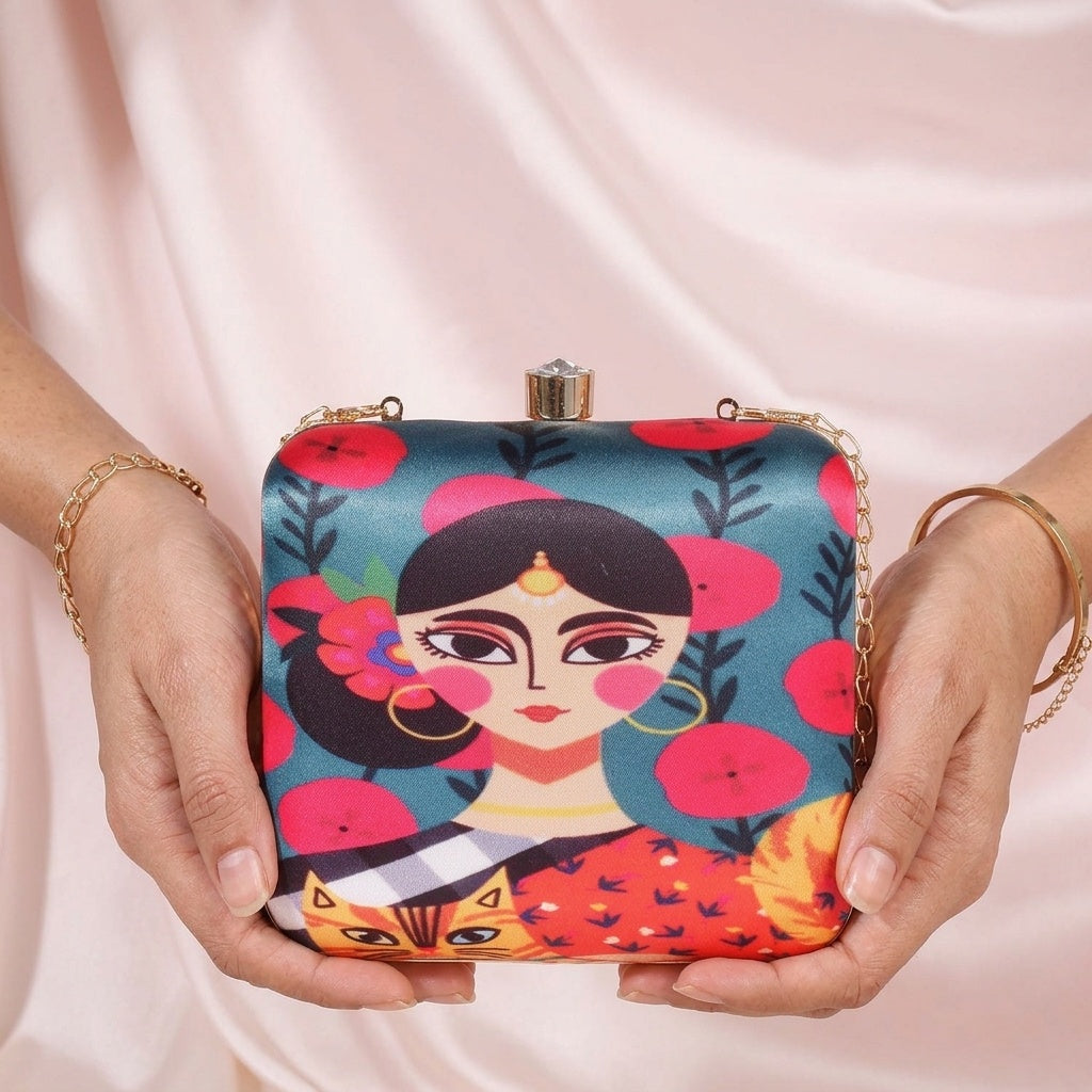Swisni Premium Printed Clutch Bag for Women | Ethnic Evening Purse | Party Handbag | SWIS-465