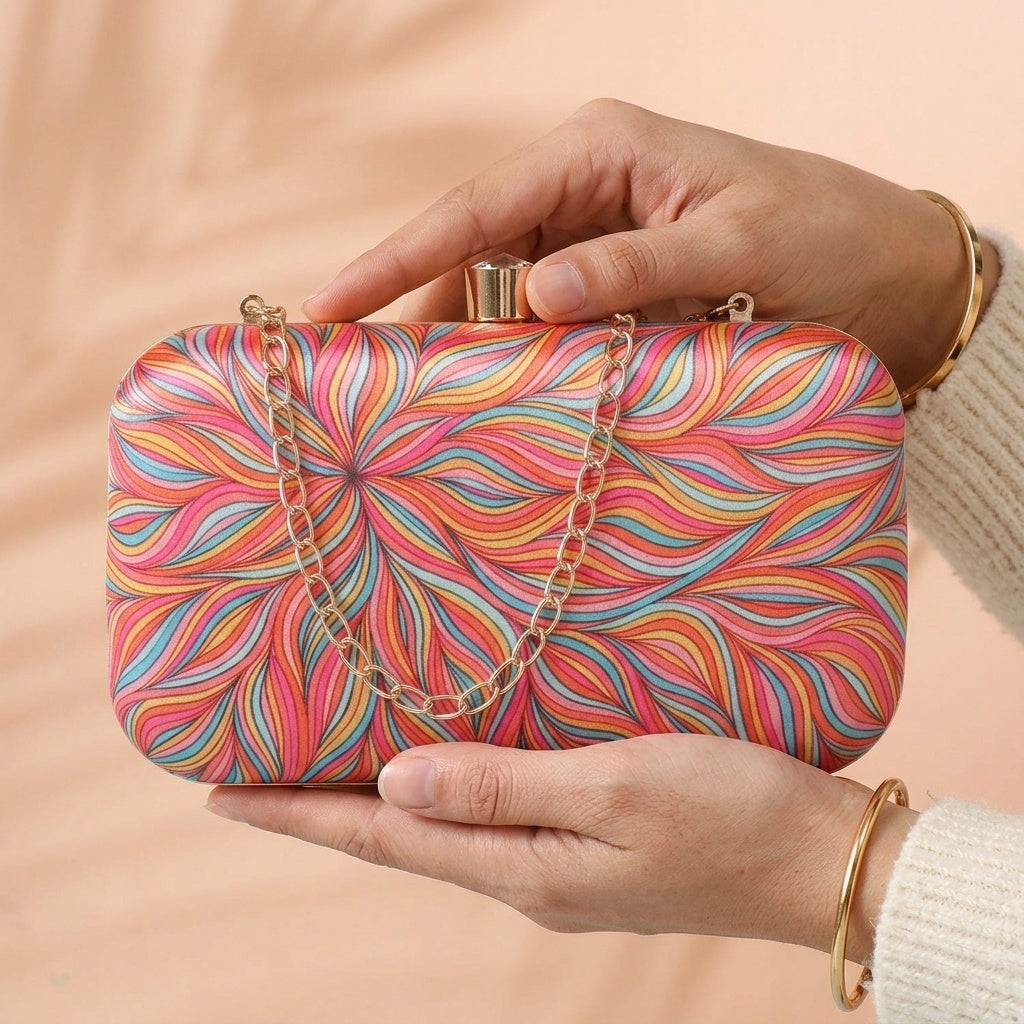 Almas — Satin Printed Clutch