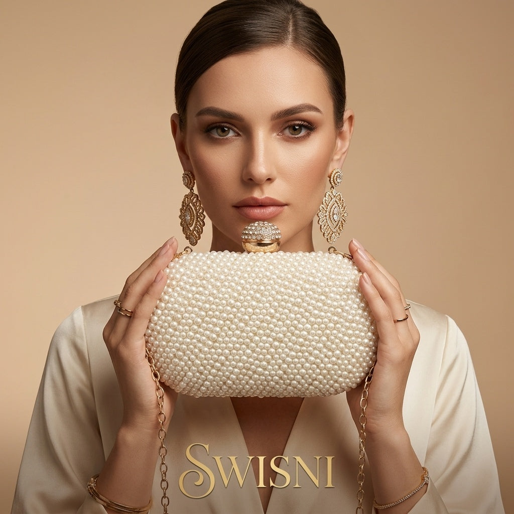 Amrita White — Raw Silk Embroidered Clutch