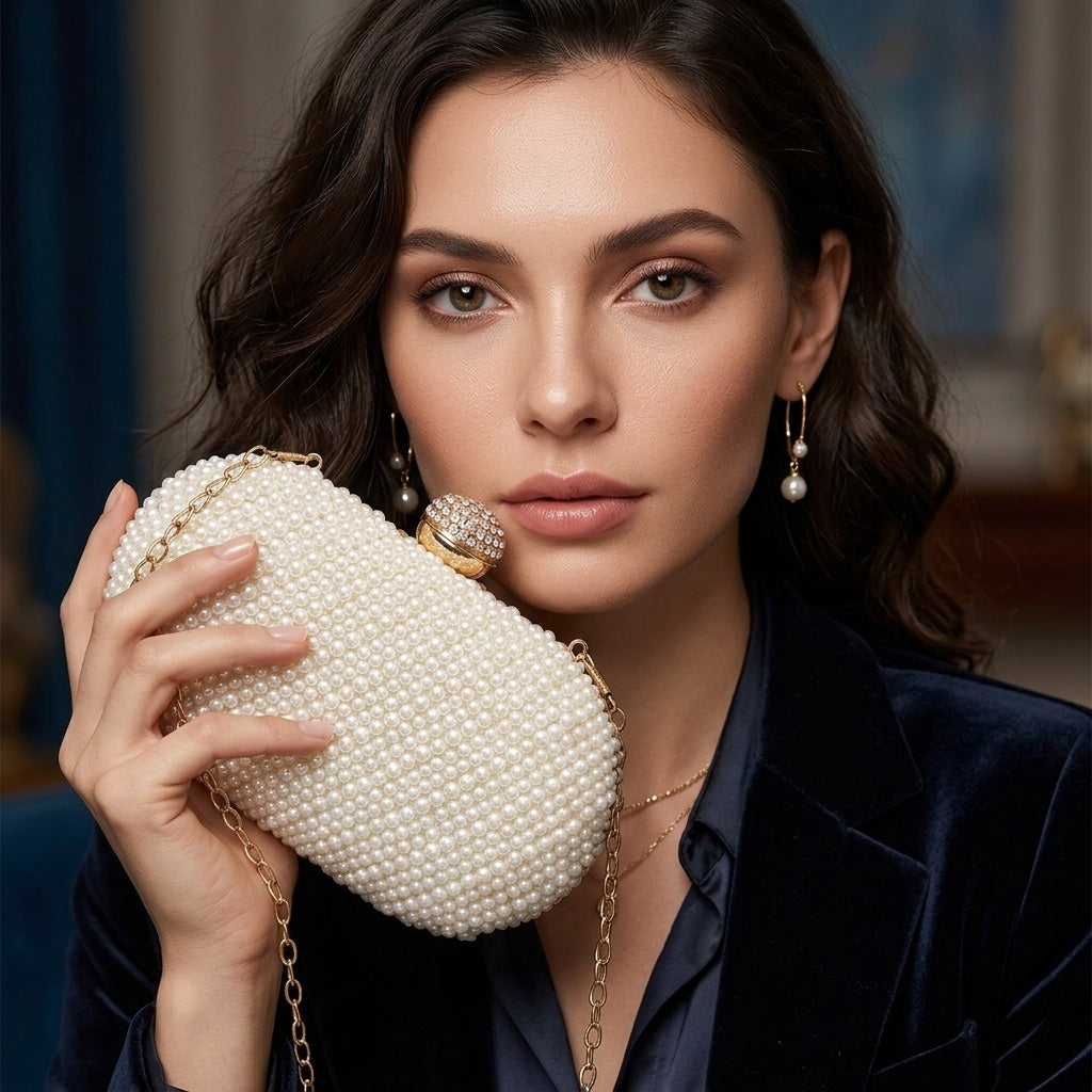 Amrita White — Raw Silk Embroidered Clutch