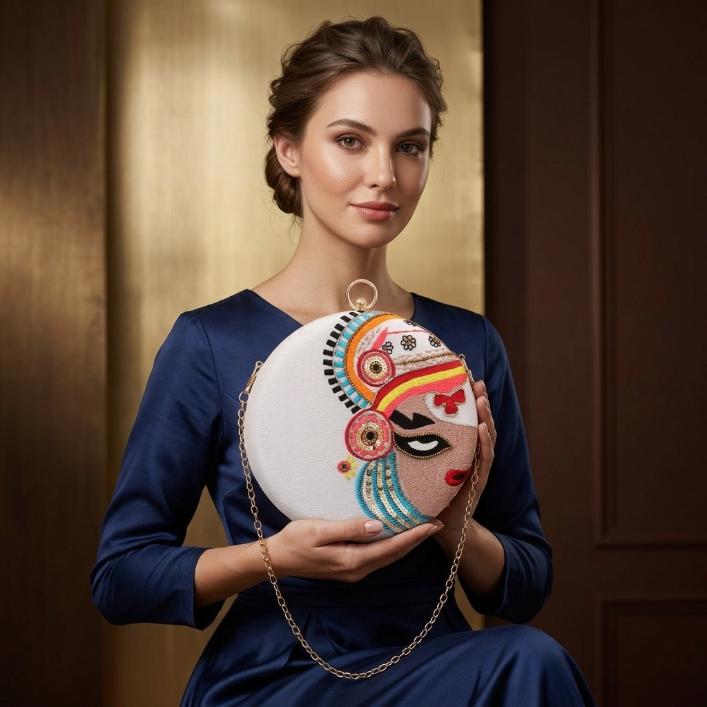 Swisni Luxury Hand-Embroidered Designer Clutch Bag | SWIS-478