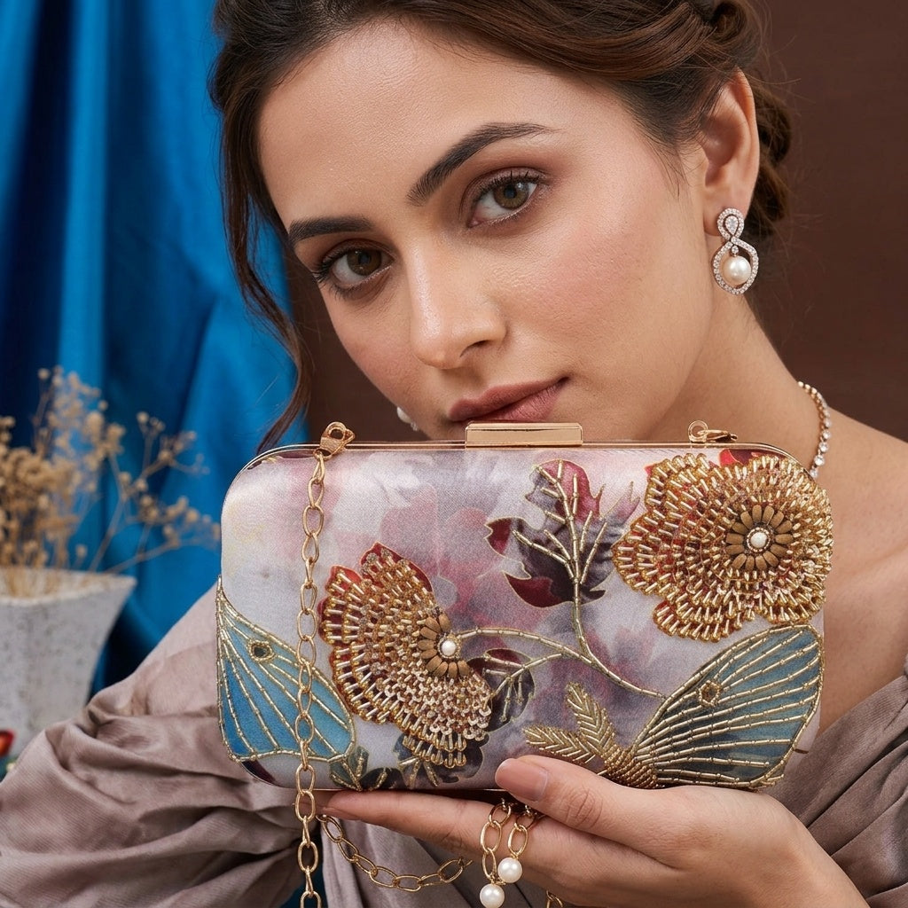 Swisni Luxury Hand-Embroidered Designer Clutch Bag | SWIS-480
