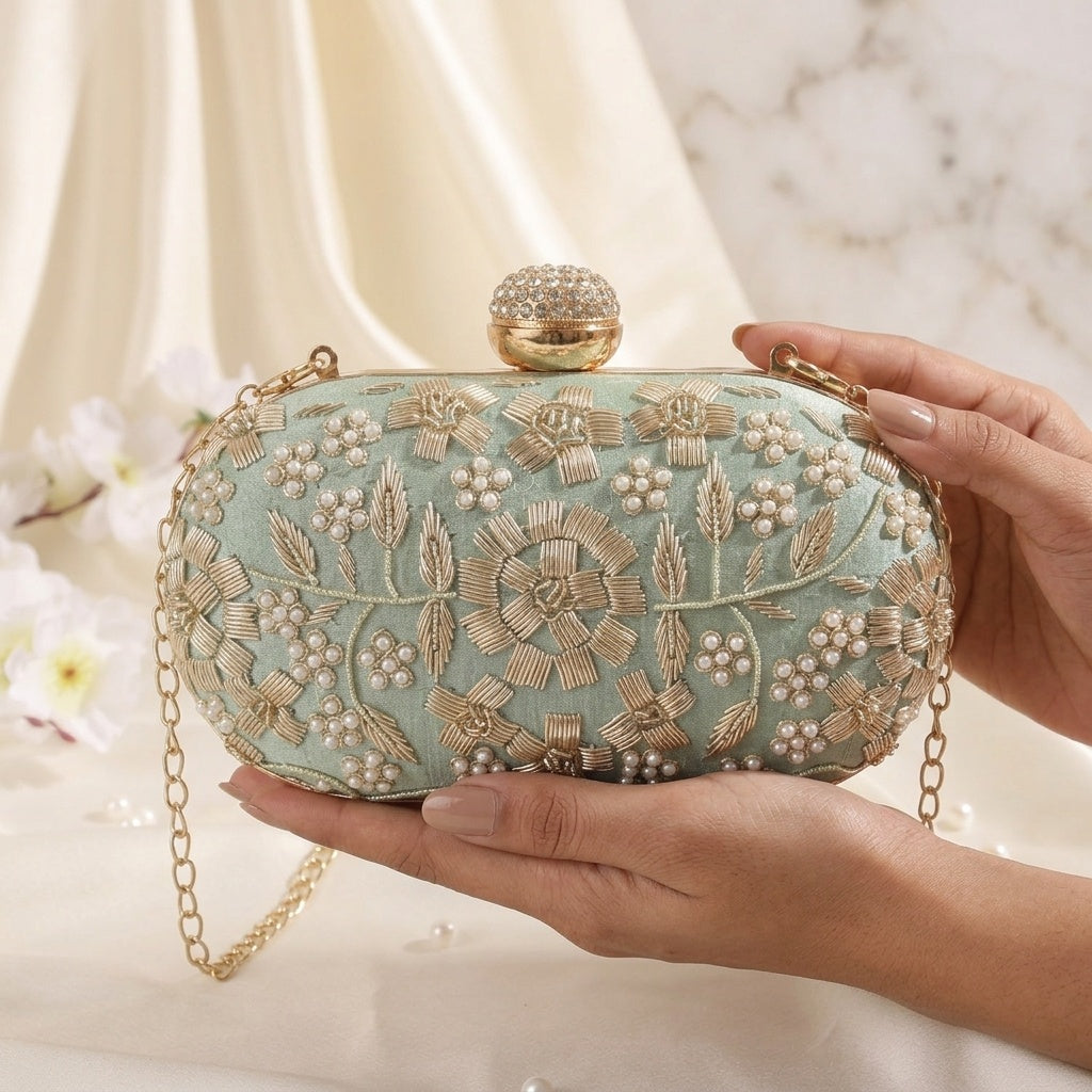Swisni Luxury Hand-Embroidered Designer Clutch Bag | SWIS-481