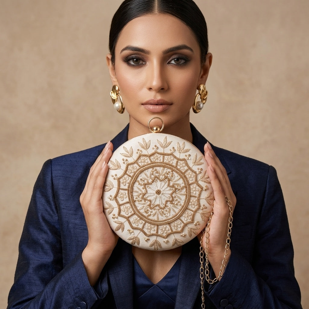 Swisni Luxury Hand-Embroidered Designer Clutch Bag | SWIS-483