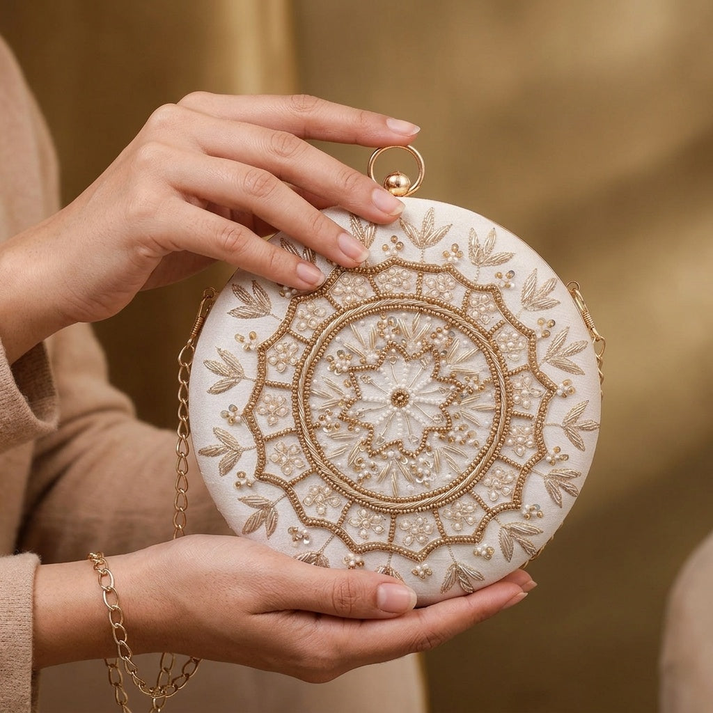 Swisni Luxury Hand-Embroidered Designer Clutch Bag | SWIS-483