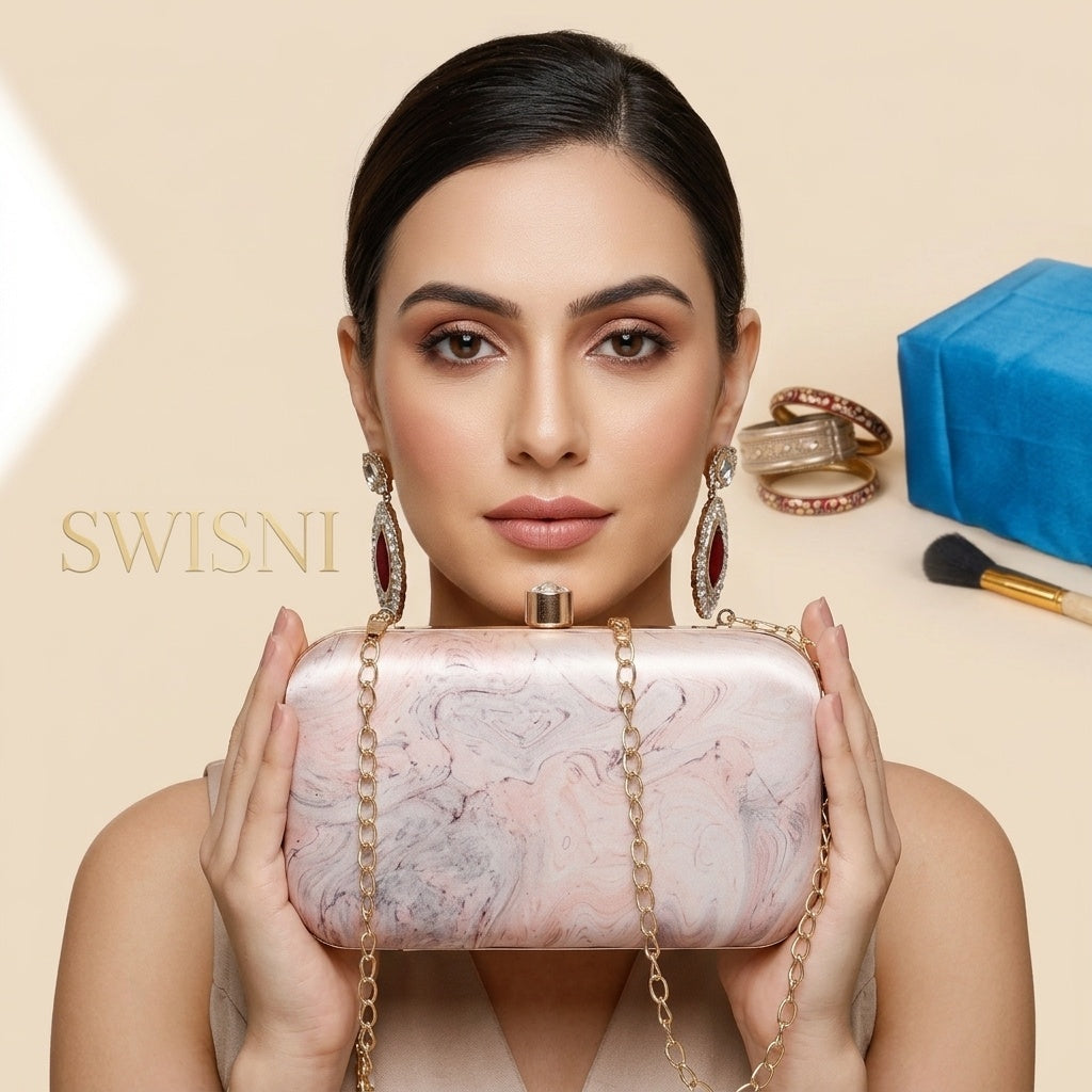 Swisni Premium Printed Clutch Bag for Women | Ethnic Evening Purse | Party Handbag | SWIS-48
