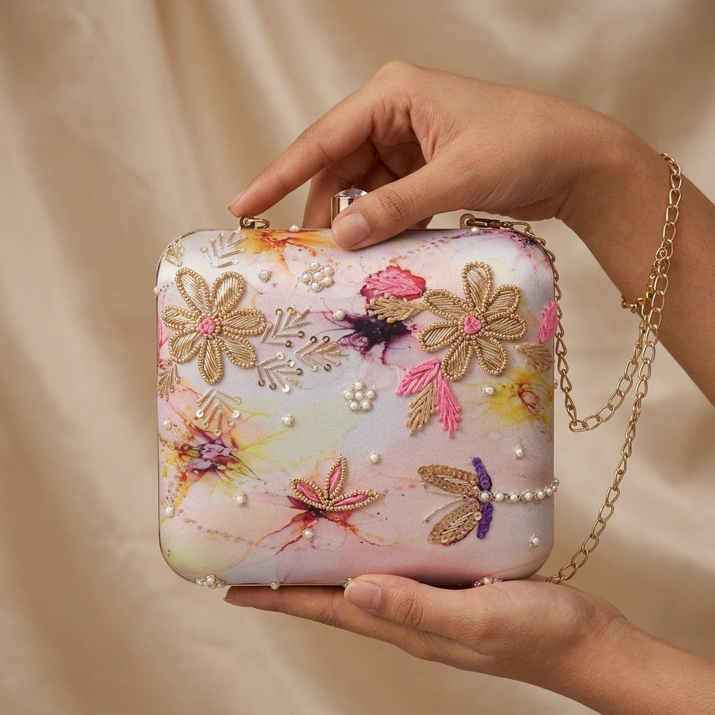 Swisni Luxury Hand-Embroidered Designer Clutch Bag | SWIS-491