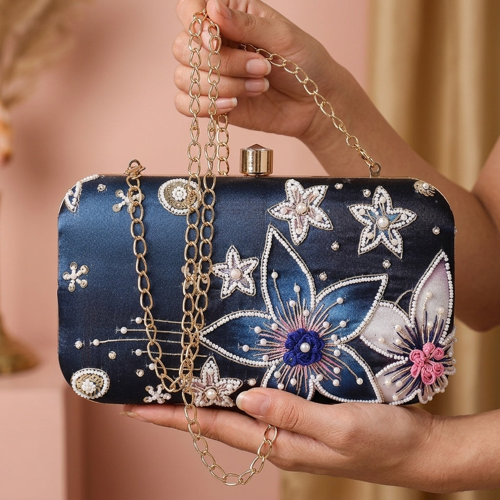 Swisni Luxury Hand-Embroidered Designer Clutch Bag | SWIS-498
