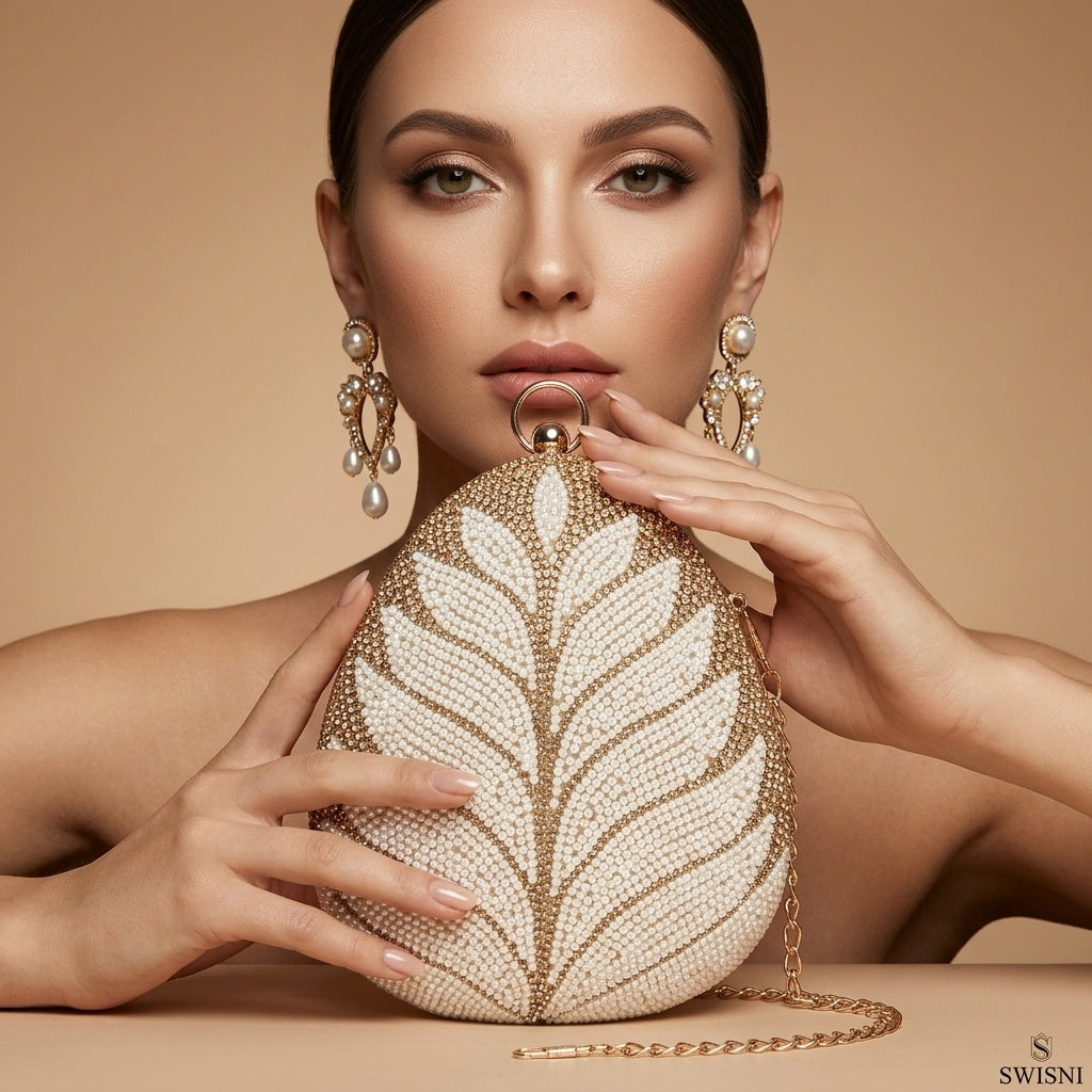 Zoya Golden — Raw Silk Embroidered Clutch