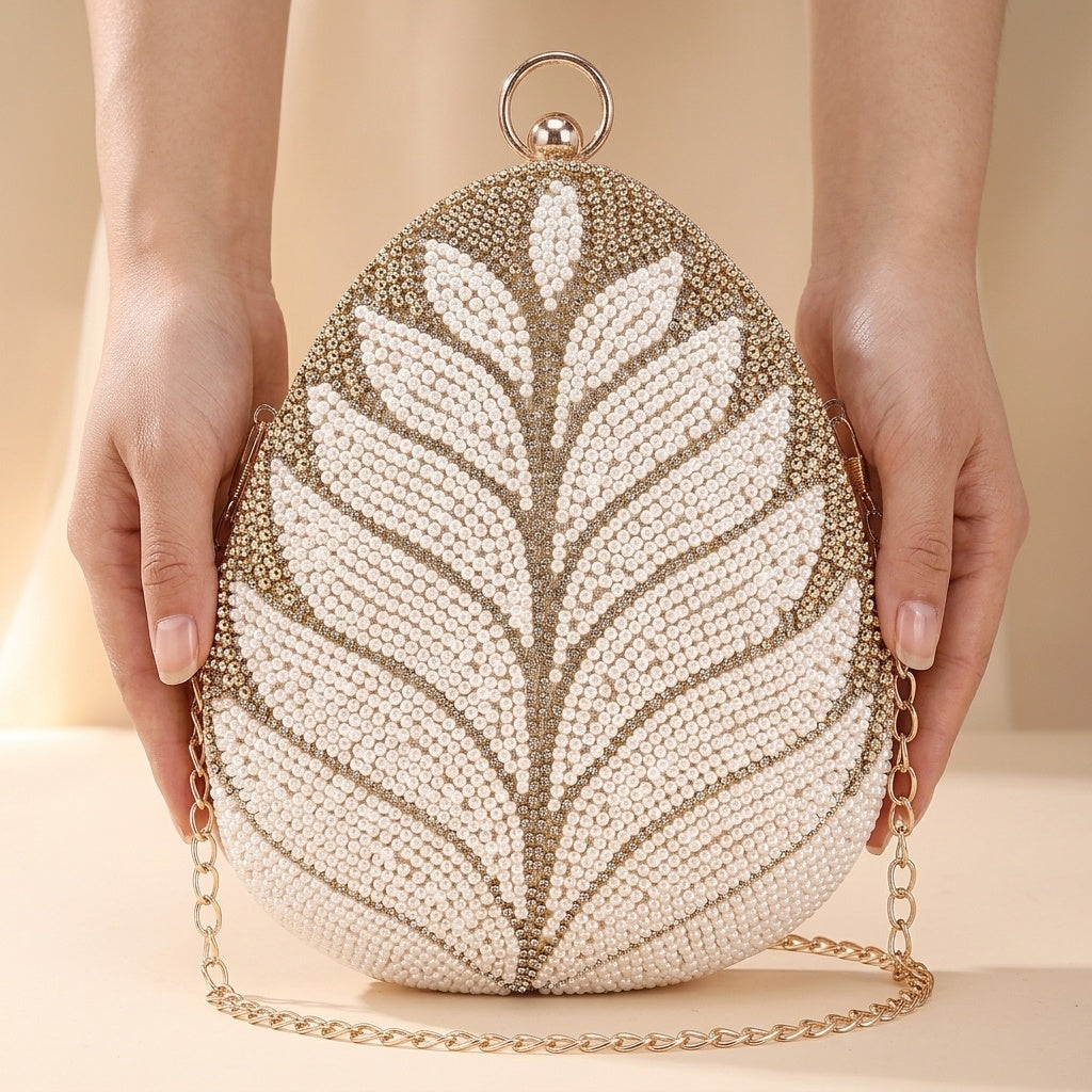 Swisni Hand-Embroidered Clutch Bag for Women | Zari Sequin Bridal Purse | Wedding Handbag | Pre-Order | SWIS-501
