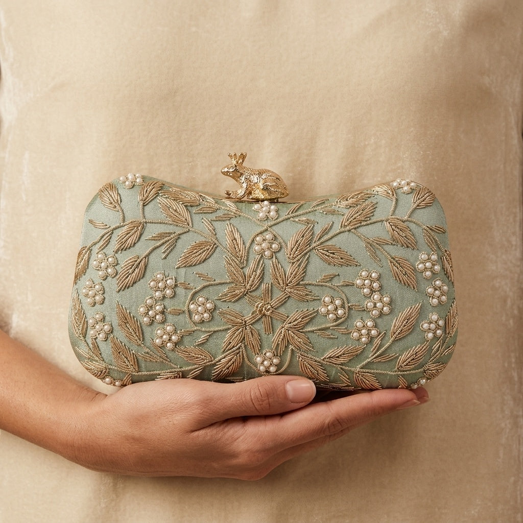 Swisni Luxury Hand-Embroidered Designer Clutch Bag | SWIS-550