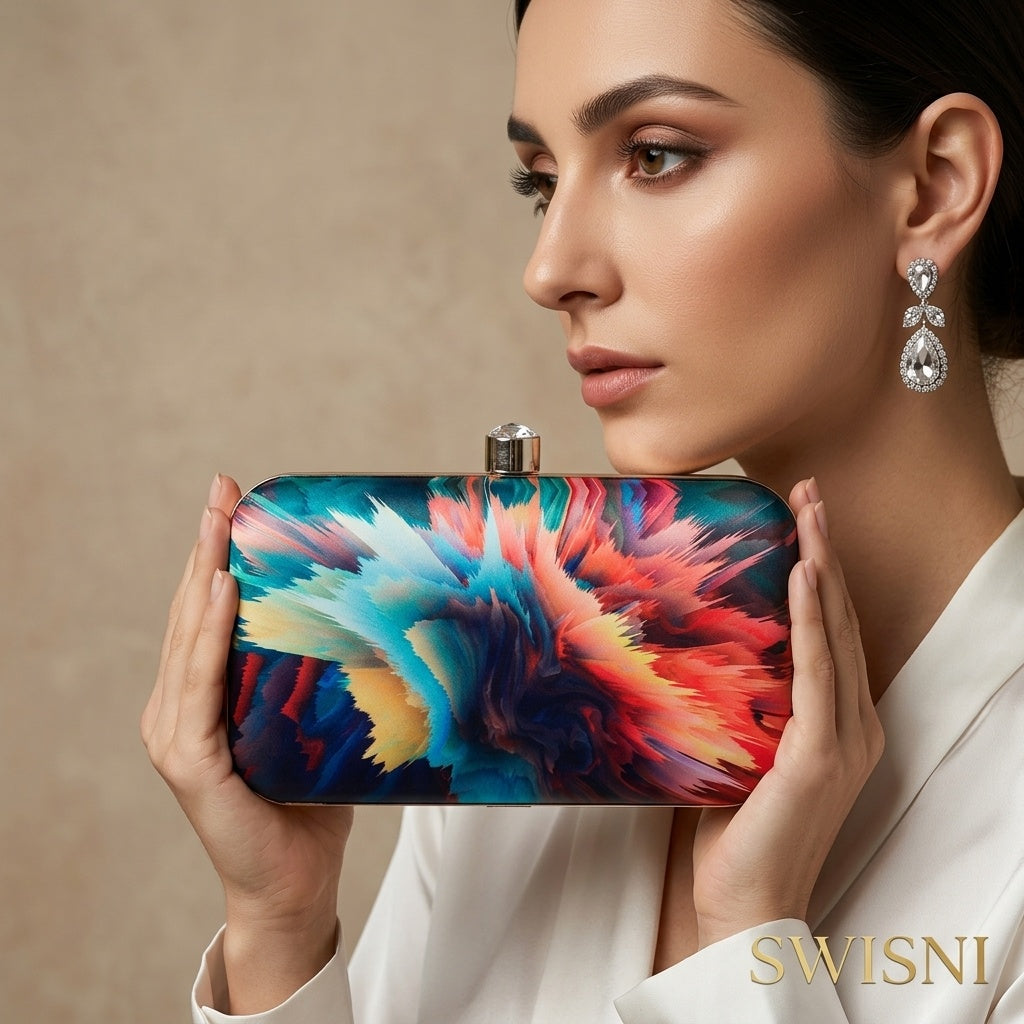 Meera — Satin Printed Clutch