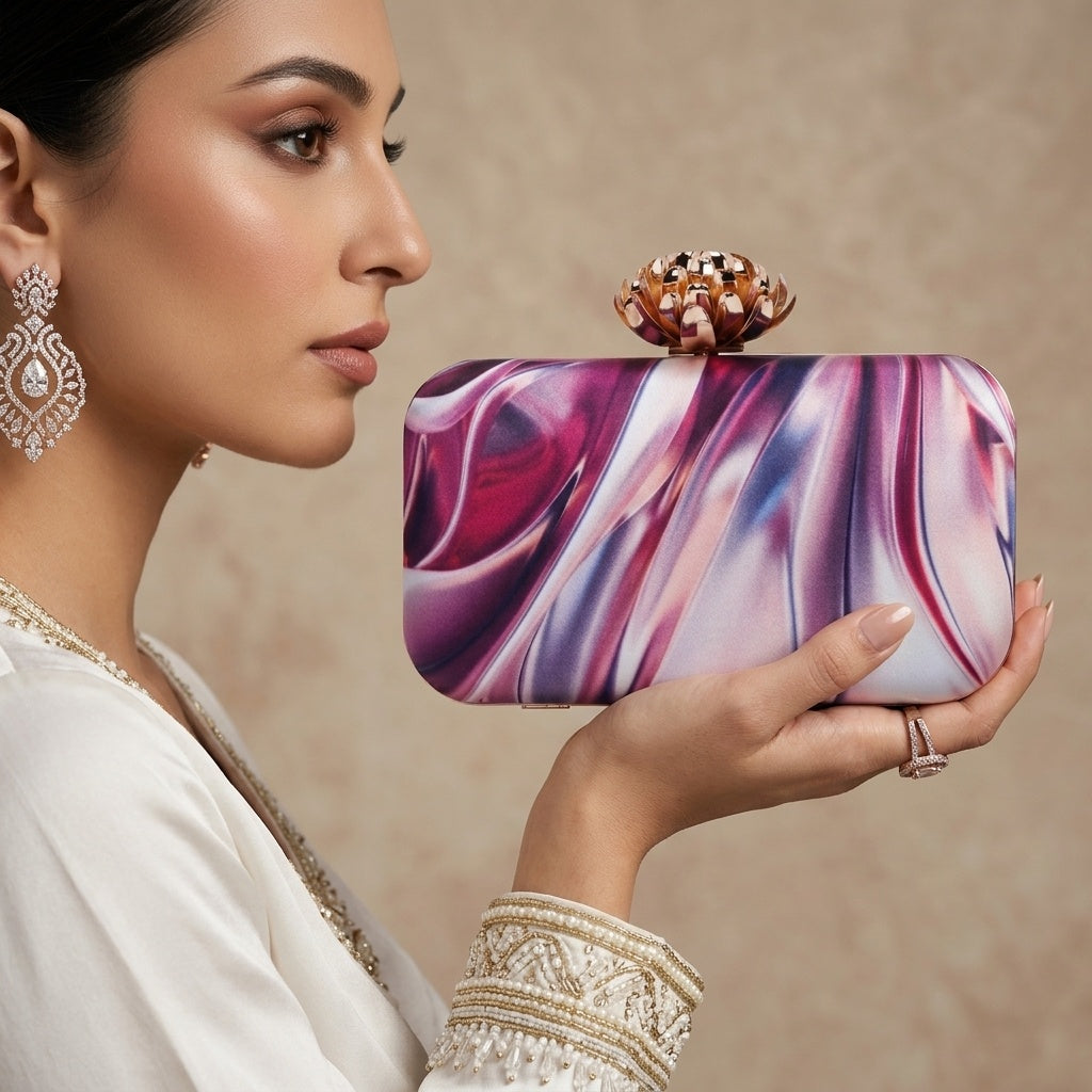 Aadhya — Satin Printed Clutch