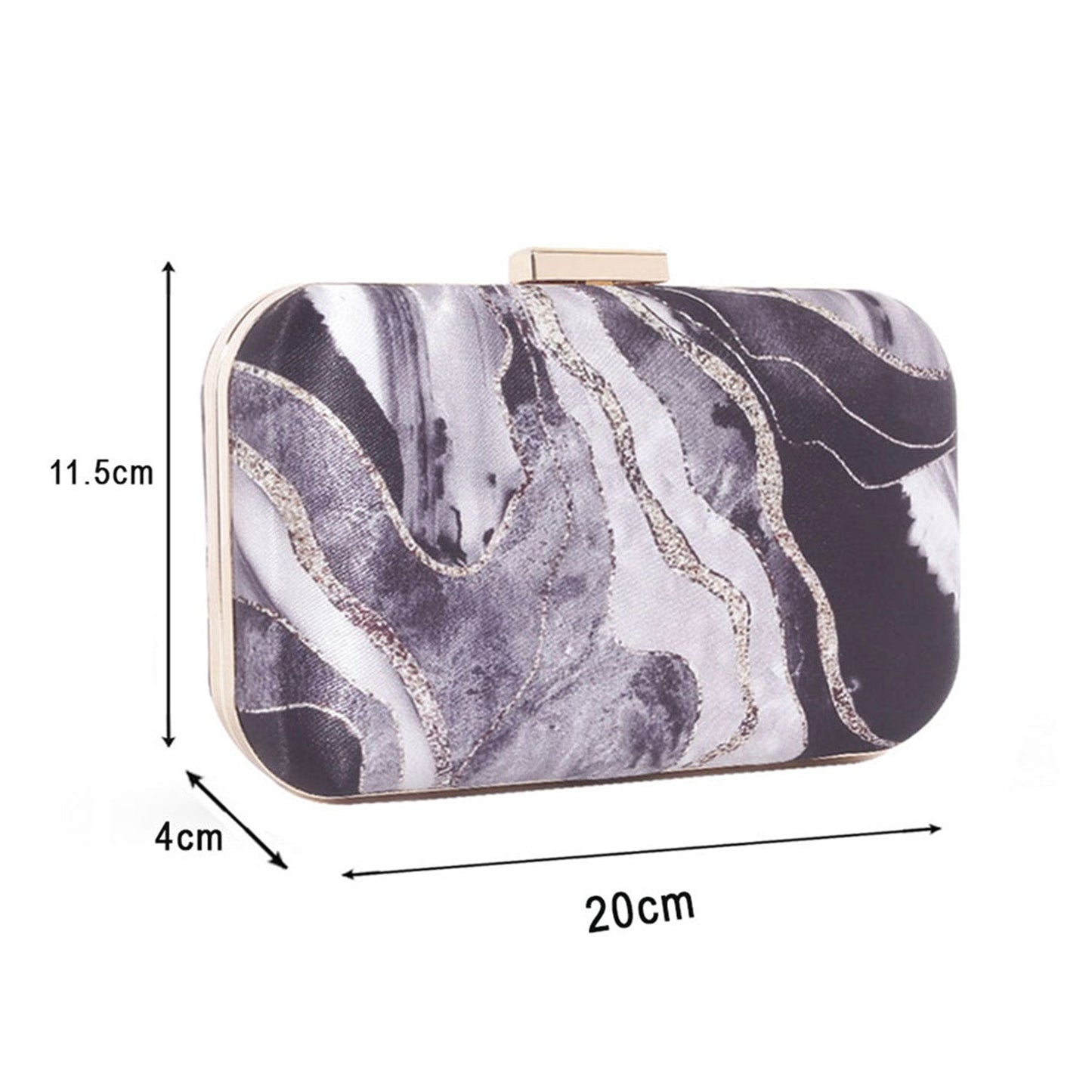 Black grey abstract printed clutch bag