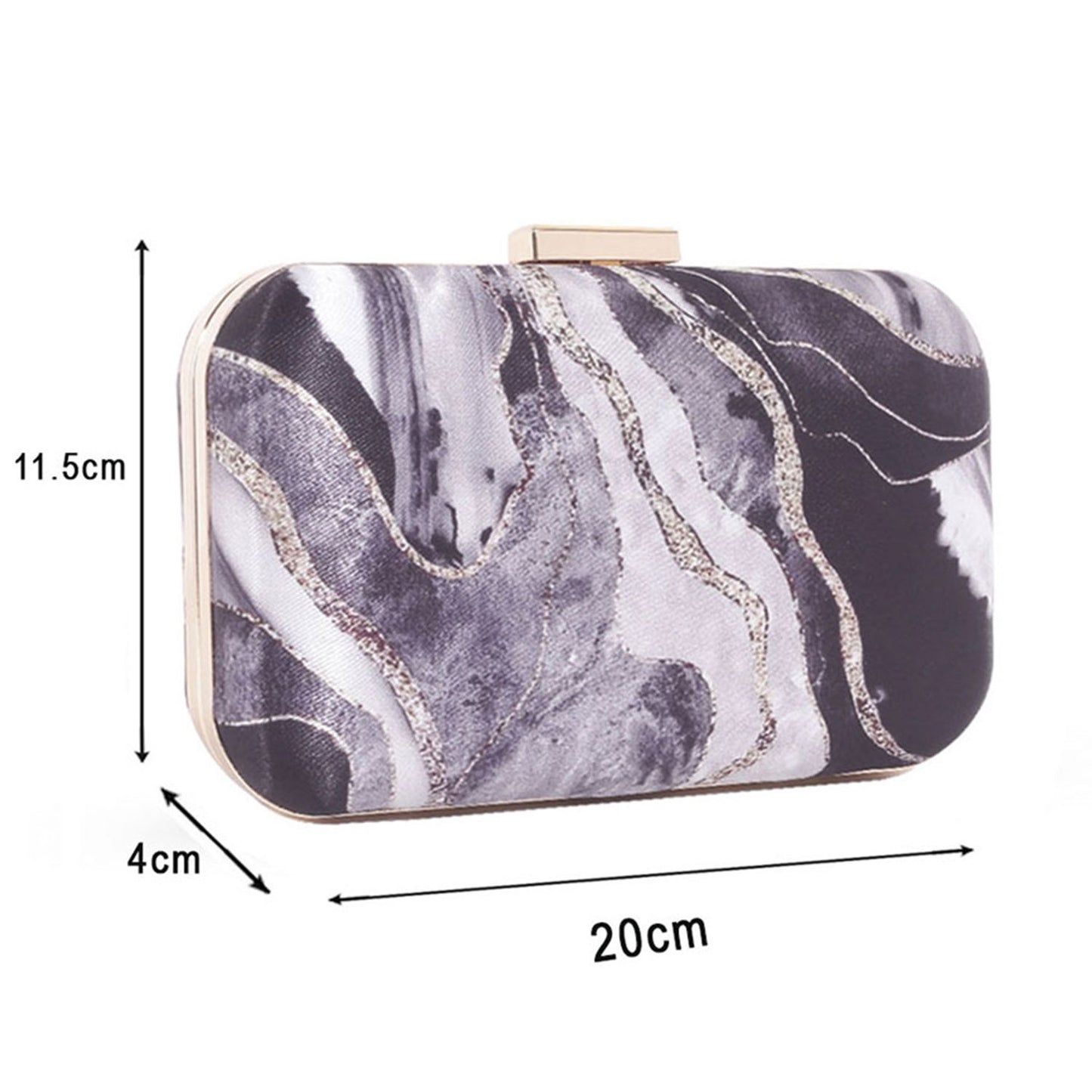 Acrylic Abstract printed black clutch bag