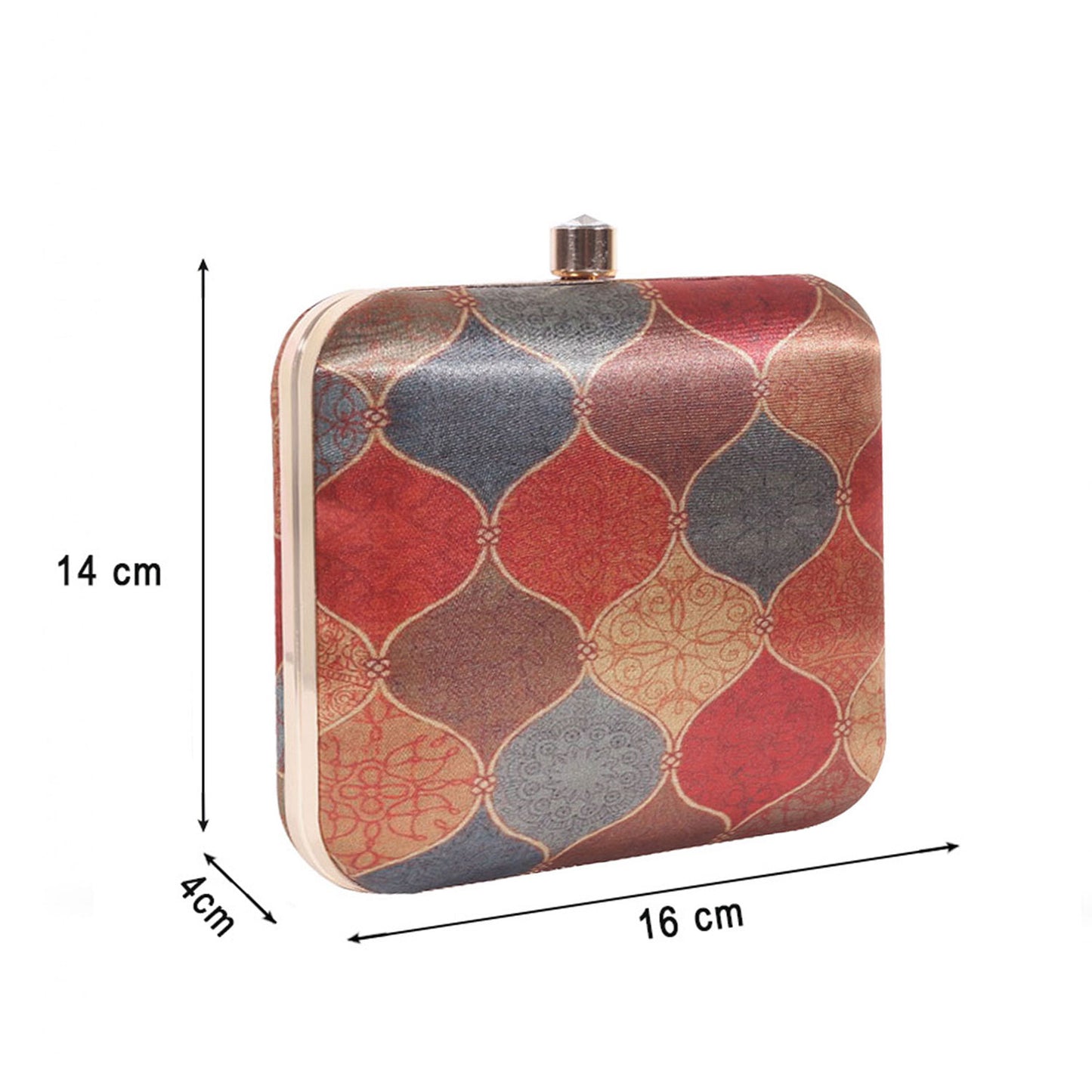 Organic Pattern Satin Printed Square Clutch