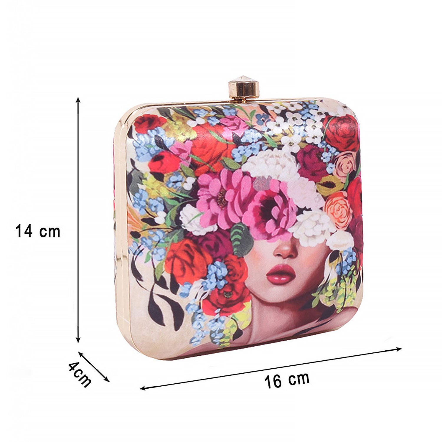 Head Of Flower Digital Print Box Clutch For Girls  for Women & Girls