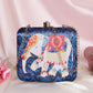 Elephant Satin Digital Print Square Box Clutch  for Women & Girls