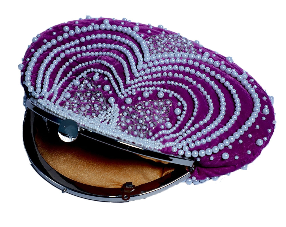 Swisni Lavender Pearly Half Frame Clutch Bag