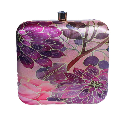 Sober Macro Flower Print Box Clutch  for Women & Girls