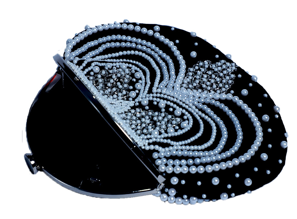 Swisni Black Pearly Half Frame Clutch Bag