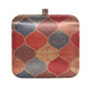 Organic Pattern Satin Printed Square Clutch