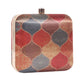 Organic Pattern Satin Printed Square Clutch