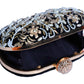 Handmade-embellishment black oval clutch