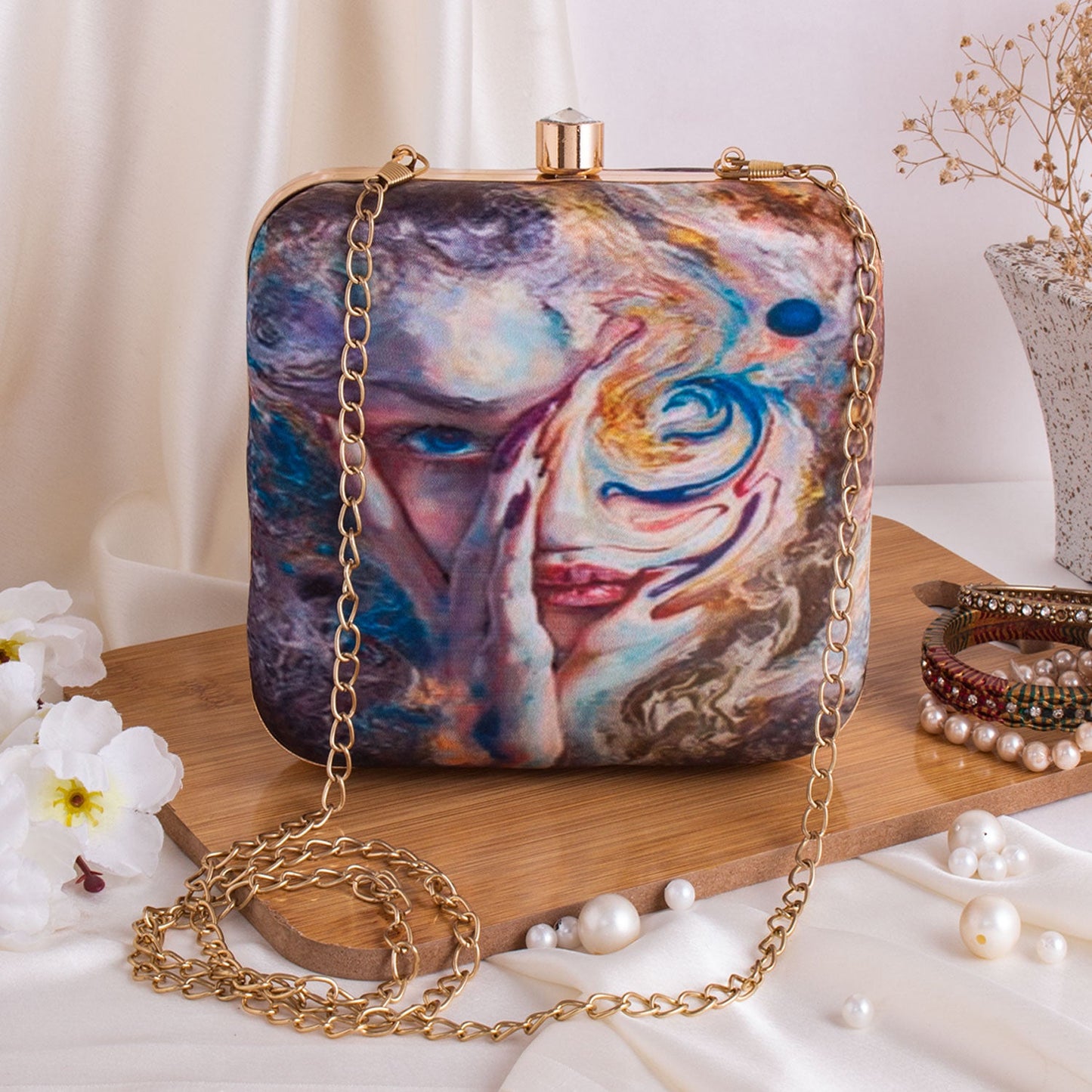 Printed lady clutch bag