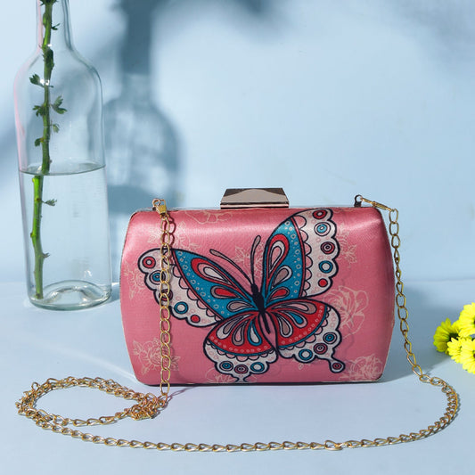 Butterfly Design Printed Clutch Bag