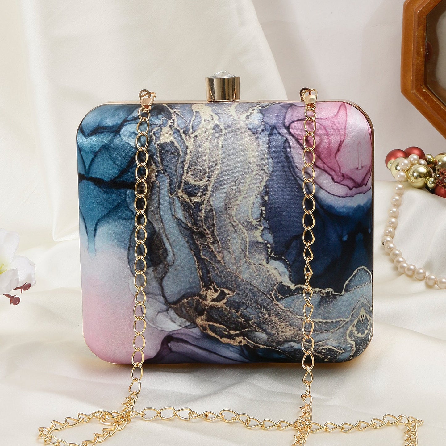 Abstract Printed Design Box Clutch For Girls Nd Women