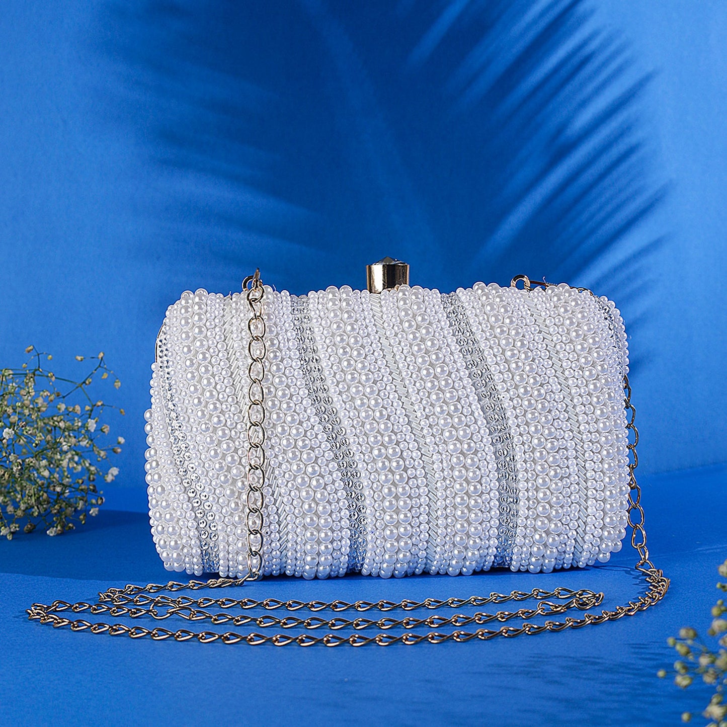White Pearl Rectangle Clutch