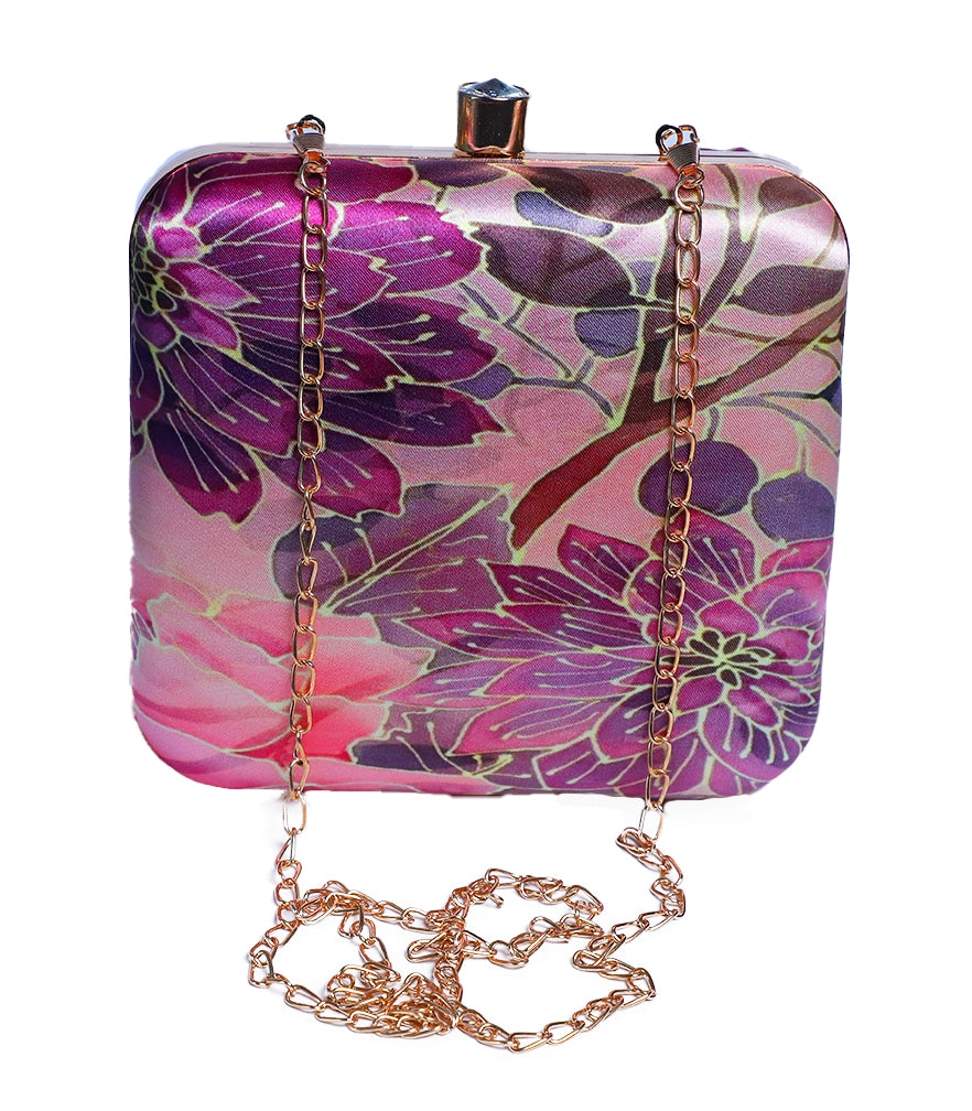 Sober Macro Flower Print Box Clutch  for Women & Girls