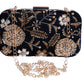 Flower golden zardosi embroidery  black clutch