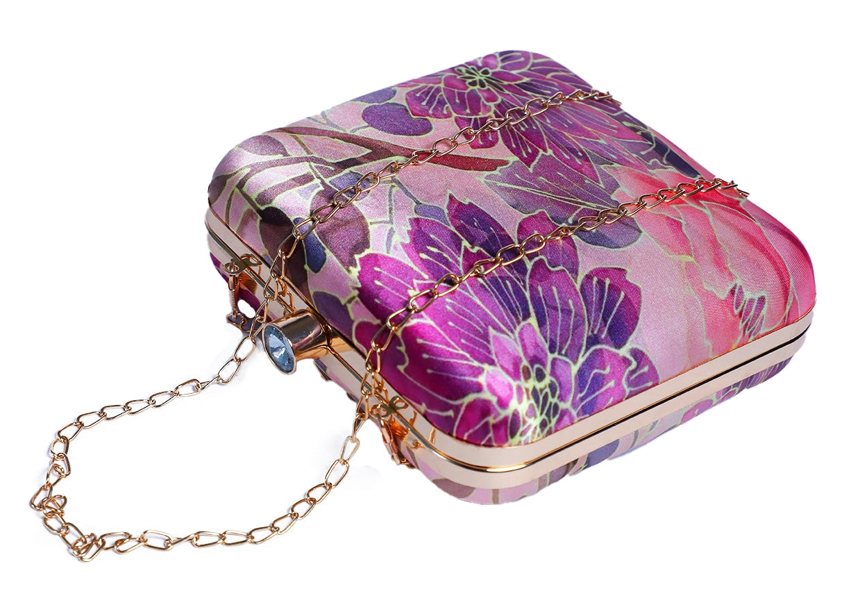 Sober Macro Flower Print Box Clutch  for Women & Girls