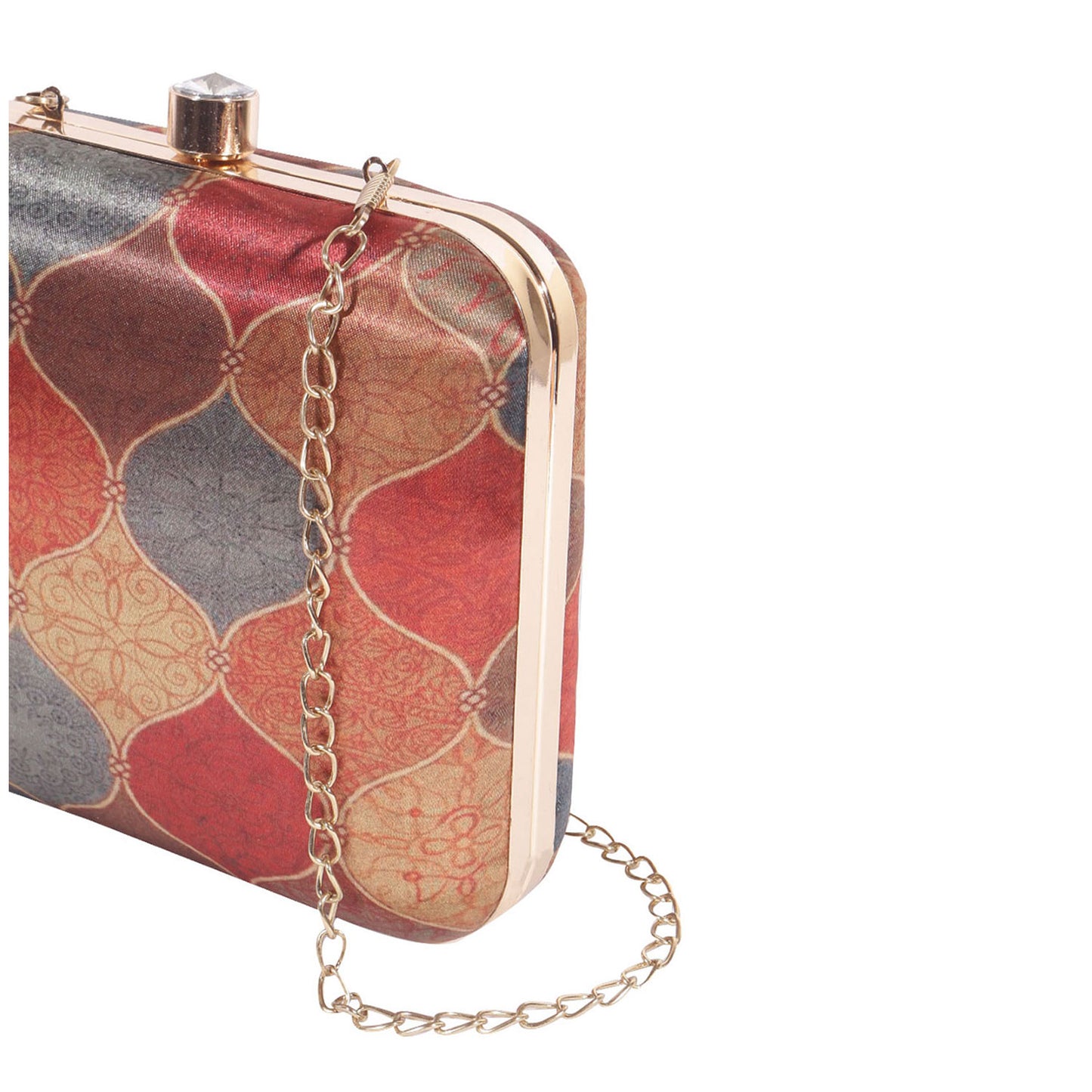 Organic Pattern Satin Printed Square Clutch