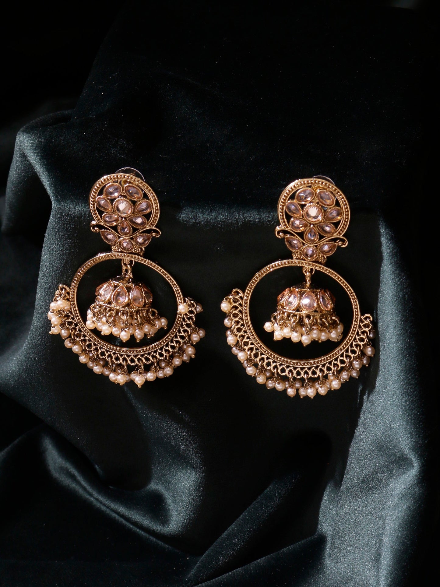 Swisni Alloy Golden Jhumki Earrings with Golden Beads For Women|For Girls|Gifting|Anniversary|Birthday|Girlfriend