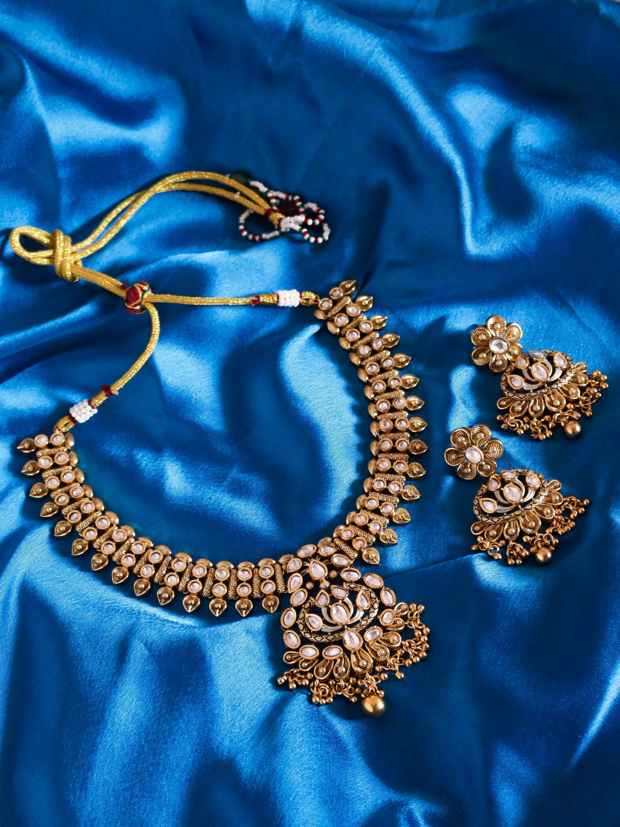 Swisni Alloy Golden Necklace, Earring Beads Necklace Set For Women|For Girls|Gifting|Anniversary|Birthday|Girlfriend