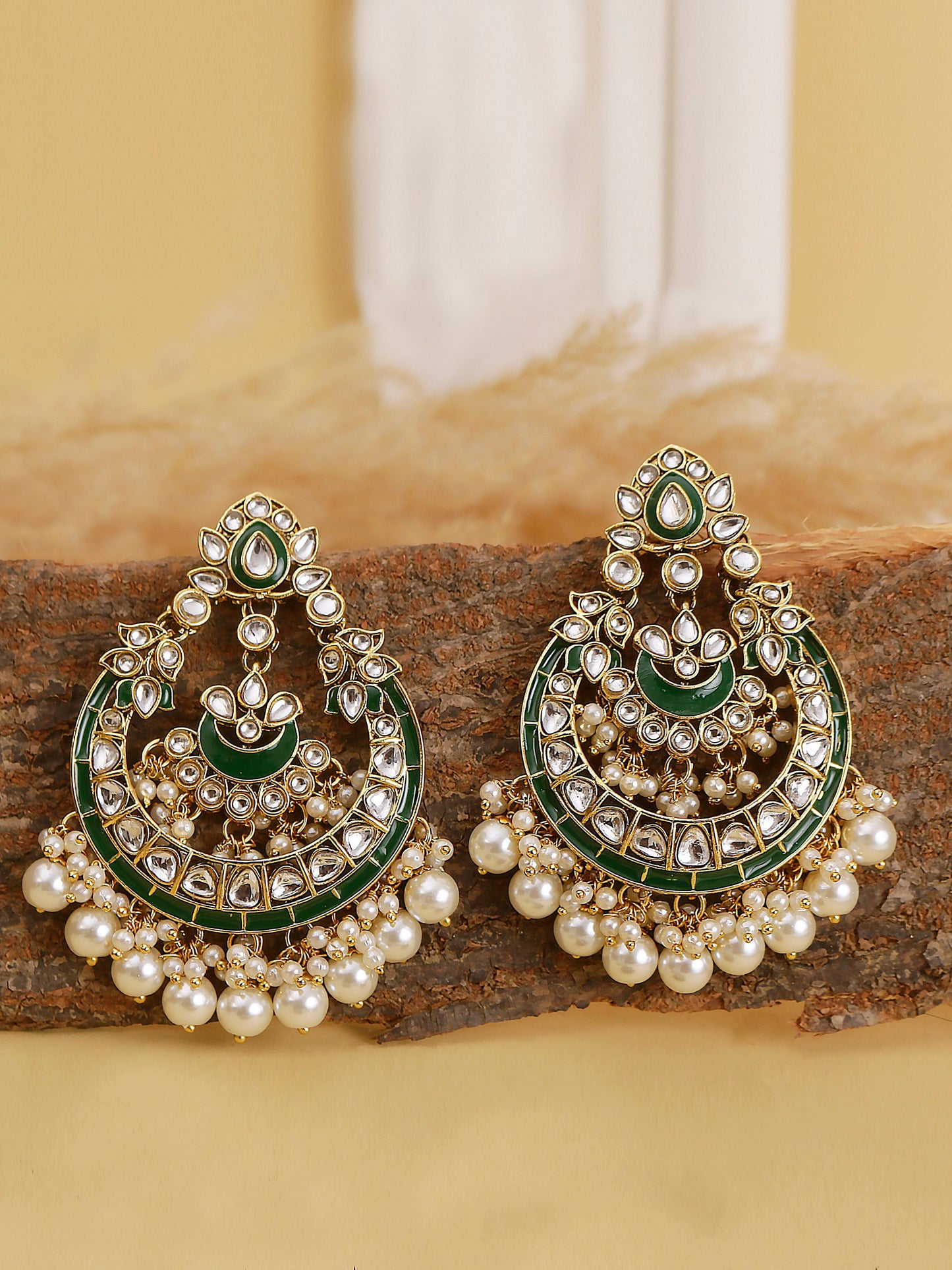 Swisni Alloy Golden Earrings with White Beads For Women|For Girls|Gifting|Anniversary|Birthday|Girlfriend